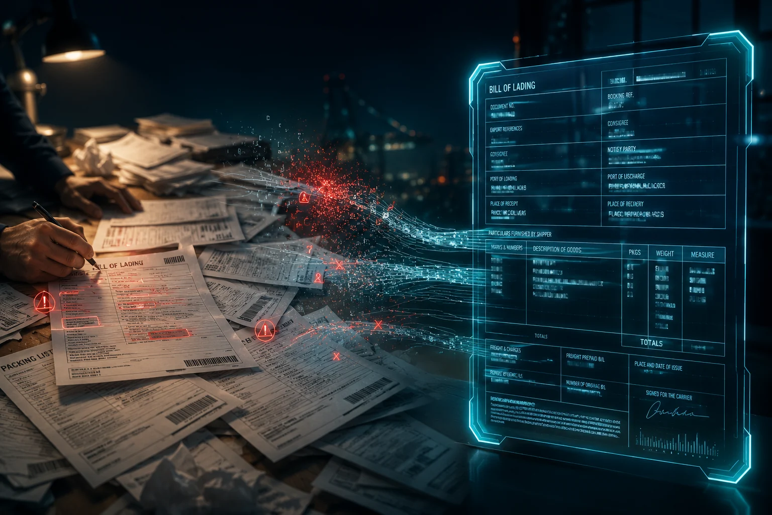 Errores marcados en un Bill of Lading